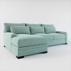 Our Winston Collection’s a bestseller for a reason. Classic good looks, roomy seating—and check out all those pillows and cushions! Kick back and relax—that’s what it’s made for. | Winston Foam Comfort Eco Performance 2-Piece Sectional in Bridger Jade | American Signature Furniture