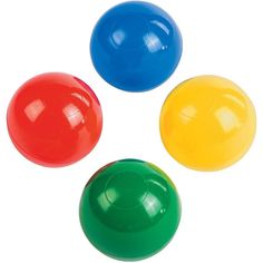 three different colored balls in the shape of four