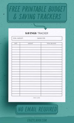 a free printable budget and saving tracker with no email required to pay for it