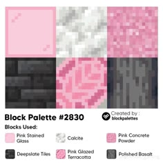 an advertisement for pink and black palettes with the text, block pixelated by blocks used