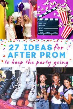 collage of fun activities for after prom After Prom Snacks, Pre Prom Decorations