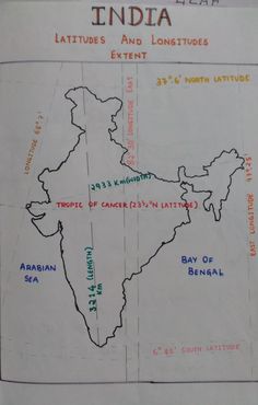 a map with the names of india on it