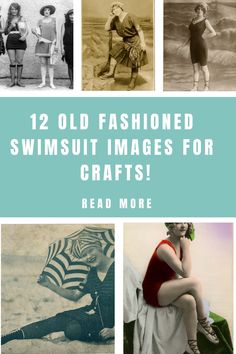 People wearing antique bathing costumes can be seen in this collection of free vintage swimsuit photos. Perfect for crafts and trash diaries!