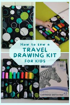 how to sew a travel drawing kit for kids with pictures and instructions on it