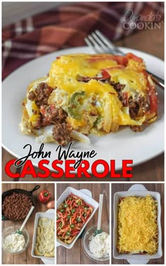 the casserole has been made with beef, cheese and other toppings on it