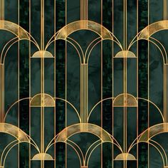 an art deco style wallpaper with gold arches