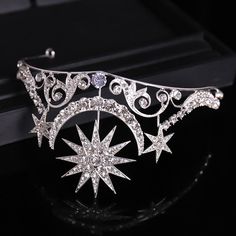 Celestial Rhinestone CrownBeautiful crown for all celestial body lovers. Henna Crown, Witch Crown, Moon Crown, Hair Accessories Tiara, Girls Tiara, Travel Christmas Gifts, Crystal Bridal Tiaras, Wedding Headdress, Bridal Wedding Hair