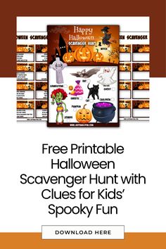 the free printable halloween scavenger hunt with clues for kids'spooky fun