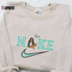 Introducing the SZA x Nike Celebrity Embroidered Shirt, a custom Nike t-shirt that embodies style, comfort, and exclusivity. Made with Nike Anime, Nike Cartoon, Disney Character Shirts, Nike Inspired, Embroidered Apparel, Nike Design, Animal Hoodie, Nike Sweatshirt, Hoodie Material