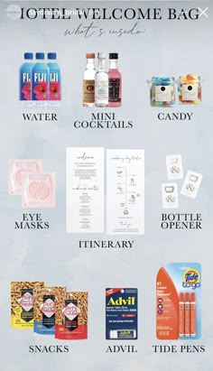 a poster with different types of items on it