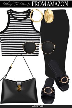 Amazon Fashion Outfit Ideas That Will Turn Heads - AMBERXO Black Dress Casual Outfit Summer, Black Summer Dress Outfit Casual, Black Two Piece Outfit, Fashion Outfit Ideas, Chic Summer Outfits, Casual Day Outfits, Best Amazon, Casual Chic Outfit, Looks Chic