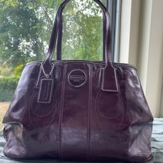 Perfect Condition- Never Used Pretty Purses, High Windows, Random Clothes, Fashion Diary, Buy List, Purple Vintage, Gift Inspo, Leather Coach, Coach Shoulder Bag