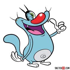 an image of a cartoon character that is smiling and pointing to the side with one hand