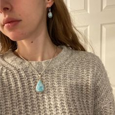 Wal Larimar Stone - Sterling Silver - Purchased At Antique Store. Comes With Necklace, Earrings & Box Earring Box, Larimar Stone, Antique Store, Antique Necklace, Antique Stores, Earrings Color, Silver Blue, Necklace Earrings, Color Blue