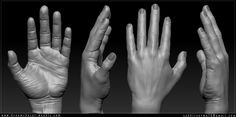 four hands are shown in different positions with their fingertipss extended and one hand raised up