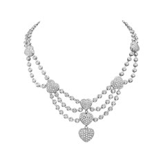 This standout necklace features 16.20 carats of G VS diamonds set in 18k white gold. 84.5 grams total weight. Made in Italy. Viewings available in our NYC showroom by appointment. Luxury White Open Heart Necklace, Vampire Core, Chandelier Necklace, The Bling Ring, Alexis Bittar Jewelry, Soul Contract, Glamour Nails, Regency Fashion, Bling Ring