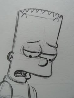 a drawing of the face of homer from the simpsons show, drawn in pencil on paper