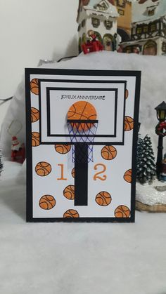 a basketball themed birthday card with the number 12 on it and an image of a basketball