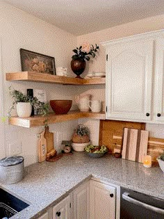 the kitchen counter is clean and ready for us to use