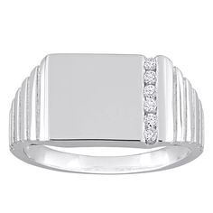 Add sand-out style to your modern look with this men's sterling silver 1/10 carat T.W. diamond fashion ring from Stella Grace. Click on this JEWELRY & WATCHES GUIDE to learn about fit, styles, materials and more! Add sand-out style to your modern look with this men's sterling silver 1/10 carat T.W. diamond fashion ring from Stella Grace. Click on this JEWELRY & WATCHES GUIDE to learn about fit, styles, materials and more! FEATURES 10.7-mm width Nickel free Metal: sterling silver Plating: rhodium Diamond Fashion Rings, Sterling Silver Mens, Fashion Ring, Diamond Fashion, Rings Statement, Fashion Rings, Statement Rings, Jewelry Watches, Age Group