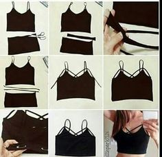 the instructions to make a cropped tank top with ties on each side and an attached bra