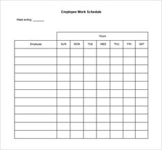 employee work schedule is shown in the form of a blank sheet for employees to use