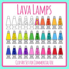 the lava lamps clip art set for commercial use is shown in different colors and sizes