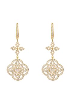 Add a touch of style and sophistication to any look with the Celtic Knot Clover Drop Earrings from Latelita London! Crafted from 925 sterling silver which has been dipped in 22ct gold, these earrings are intricately designed to feature beautiful knot work within a clover-inspired motif, accented by zircon detailing for a sparkle sure to make heads turn. Celtic knots have intertwined patterns of never ending loops that have no start or finish and are said to represent eternity within loyalty, fai Drop Earrings Gold, Silver Flower Earrings, Celtic Knots, Printed Jewelry, Evil Eye Pendant, Gold Print, Accessories Jewelry Earrings, Gold Drop Earrings, Gorgeous Earrings