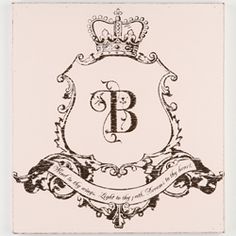 the letter b is decorated with a crown and scroll