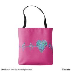 #EKGhearttote #pinktote #nursetote #butterflybeestro #hearttote Nurse Tote, Pink Tote