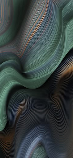 an abstract background with wavy lines in green, orange and blue colors on the surface