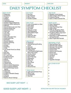 Chronic Illness Easy Symptom Checklist-daily With Monthly Summary - Etsy Pots Symptoms Checklist, Symptoms Checklist, Pain Tracker, Symptom Journal, Body Rash, Rash On Face, Medical Planner