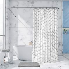 PRICES MAY VARY. Standard Size & 100% Polyester: Our shower curtain white & grey, measuring 72''x 72'', fits any standard-size shower or tub. Ultra smooth, soft, and comfortable to touch fabric and waterproof design lets water swiftly roll off the surface, keeping your bathroom dry and clean. Super Water Absorption: The bath rugs have a thick, cushioned sponge design that can help with quick absorption, so with these rugs, you don't have to worry after you get out of the shower or get ready at t Curtains For Grey Walls, Hotel Shower Curtain, Bathroom Sets Shower Curtains, Double Shower Curtain, Grey And White Bathroom, Luxury Shower Curtain, Shower Curtain White, Extra Long Shower Curtain, Bathroom Curtain Set