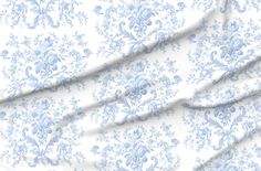 a blue and white floral print fabric