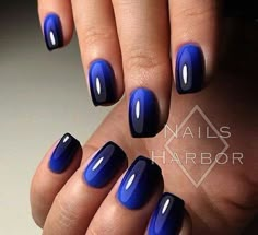 Navy Nail Art, Gell Nails, Blue Ombre Nails, Ombre Nail Art Designs, Navy Nails, Unghie Sfumate, Navy Blue Nails, White Tips, Her Nails