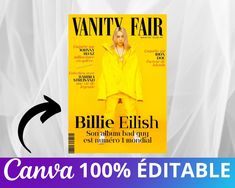 the cover of vanity fair magazine with an arrow pointing to it