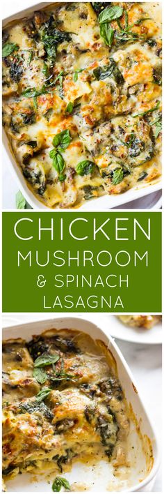 chicken mushroom and spinach lasagna casserole