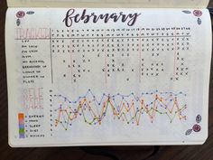 a notebook with a calendar on it and the words february written in cursive writing