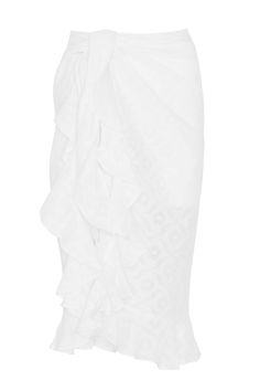 Made in a lightweight, textured cotton fabric, the Siena Sarong features a ruffled hem and a wrap tie. Whether you're headed to the beach or poolside, this sarong is the perfect match for your favorite swimsuit. Summer Cotton Swimwear With Ruffles, Chic White Sarong For Vacation, Chic White Sarong For Summer, Summer Beachwear Cotton Sarong, Summer Cotton Beachwear Sarong, White Wrap Sarong For Spring, Spring White Wrap Sarong, Chic Cotton Swimwear For Beach, Elegant Sarong For Poolside