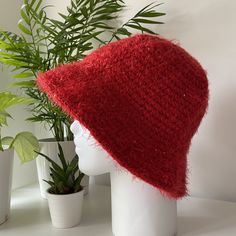 Red fisherman style crochet hat for women. A bold and particular sequined hat. The hat with a classic bucket shape is made more elegant by the double thread workmanship. The materials used give a hairy and shiny appearance which makes it suitable for use even on the occasion of ceremonies. It is a structured hat, rigorously handmade, large and comfortable to use. Allows excellent protection from the sun. This Allegretta Handmade® summer hat is a Unique Piece rigorously handmade in Italy. Hat siz Red Fisherman Hat, Red Bucket Hat, Crochet Hat For Women, Christmas Gifts For Wife, Big Head, Cotton Hat, Fisherman Hat, Hat For Women, Bucket Hats