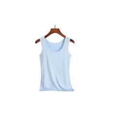 Tank Top Seamless Solid Colors Light Blue Seamless Summer Top, Blue Tank Top With Built-in Bra, Light Blue Stretch Camisole Top, Sleeveless Solid Tops With Built-in Bra, Blue Scoop Neck Tank Top, Seamless Design Cami Top, Blue Seamless Camisole Top, Summer Seamless Camisole Top, Solid Seamless Cami Top