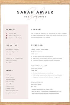 a professional resume template for word and pages, with an image of a woman's face on it