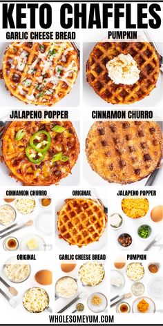 the ultimate keto waffles recipe is shown in this image with instructions to make it