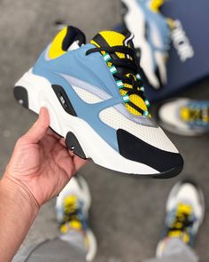 Luxury Blue Basketball Shoes For Streetwear, Fun Yellow Sneakers For Streetwear, Luxury Blue Sneakers For Streetwear, Custom Yellow Sneakers For Streetwear, Yellow Fade-resistant Sneakers For Streetwear, Dior B22, Shoe Goals, Shoe Room, Puma Rs