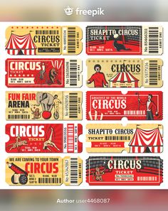 the circus tickets are red and yellow