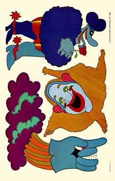 an advertisement for mickey mouse's circus, featuring clowns and other cartoon characters