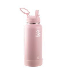 a pink water bottle on a white background