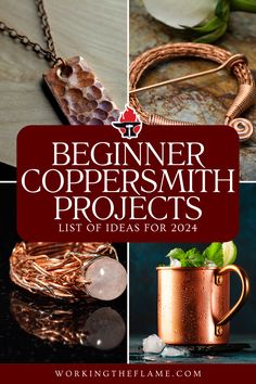 copper jewelry and accessories with the title, begin copper smith projects list of ideas for 2014