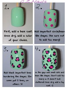 instructions for how to paint leopard print nail polish