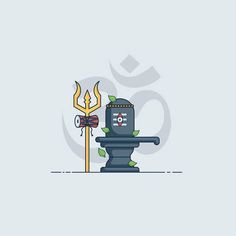 an image of a cartoon character on top of a fountain with fire coming out of it